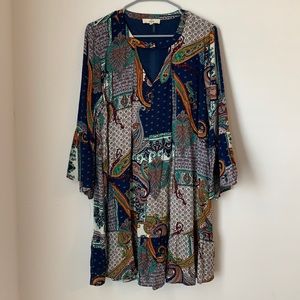 ENTRO Bell Sleeve Bohemian Dress